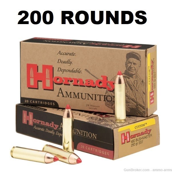 Hornady Ammunition Custom .450 Bushmaster 250 Gr FTX 200 Rounds 82244-img-1