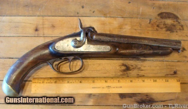 Howdah Pistol 20 gauge, 62 cal .Antique Smooth bore double barreled No R-img-1