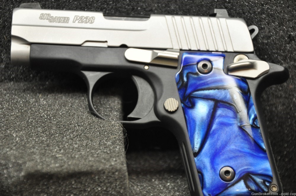Sig P238 05 grips Faux Marble lite Blue-img-0