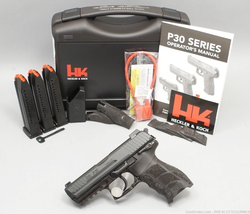 NIB Heckler & Koch P30S V3 9mm DA/SA Ambi Safety, Night Sights & 3 Mags! HK-img-0