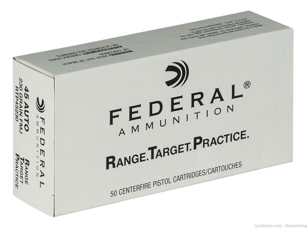 250 Rounds Federal .45 ACP Pistol BRASS Ammo 230 Gr FMJ Auto 1911-img-0