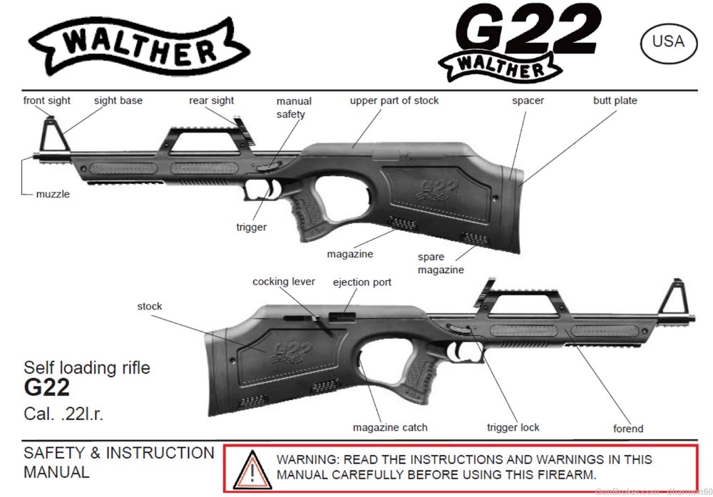Walther G22 Rifle Owners Instruction and Maintenance Manual-img-0