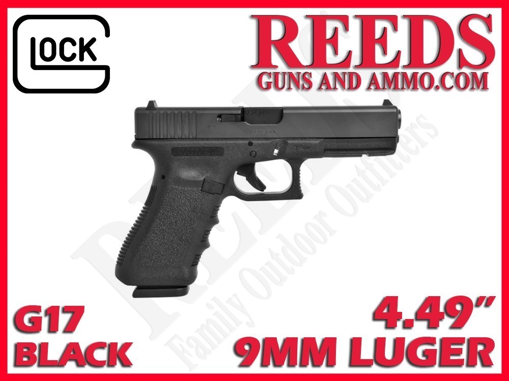 Glock 17 G17 Gen 3 All Black 9mm 4.4in 2-17rd Mags UI1750203-img-0