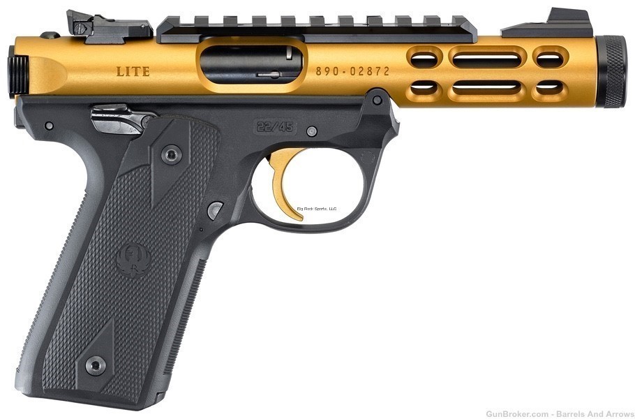 Ruger 43926 Mark IV 22/45 Lite Semi-Auto Pistol, 22 LR, 4.4" Bbl, Gold -img-0