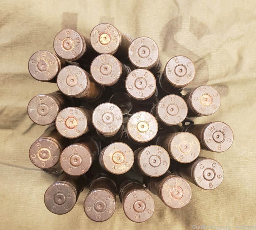 50 Cal BMG Fired Blanks Brass Cases Linked Belt 25pc US Military 1986 WCC-img-4