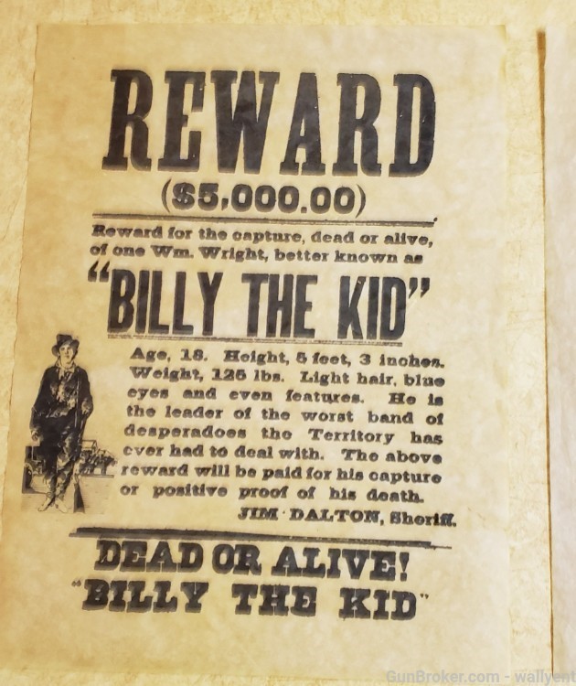 Billy The Kid Reward Poster & Funeral Poster vintage cowboy 30+ years ago -img-1