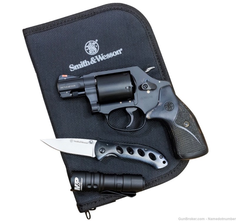 Smith & Wesson Model 360 357 Magnum Revolver EDC Kit with Silver/Black Wood-img-0