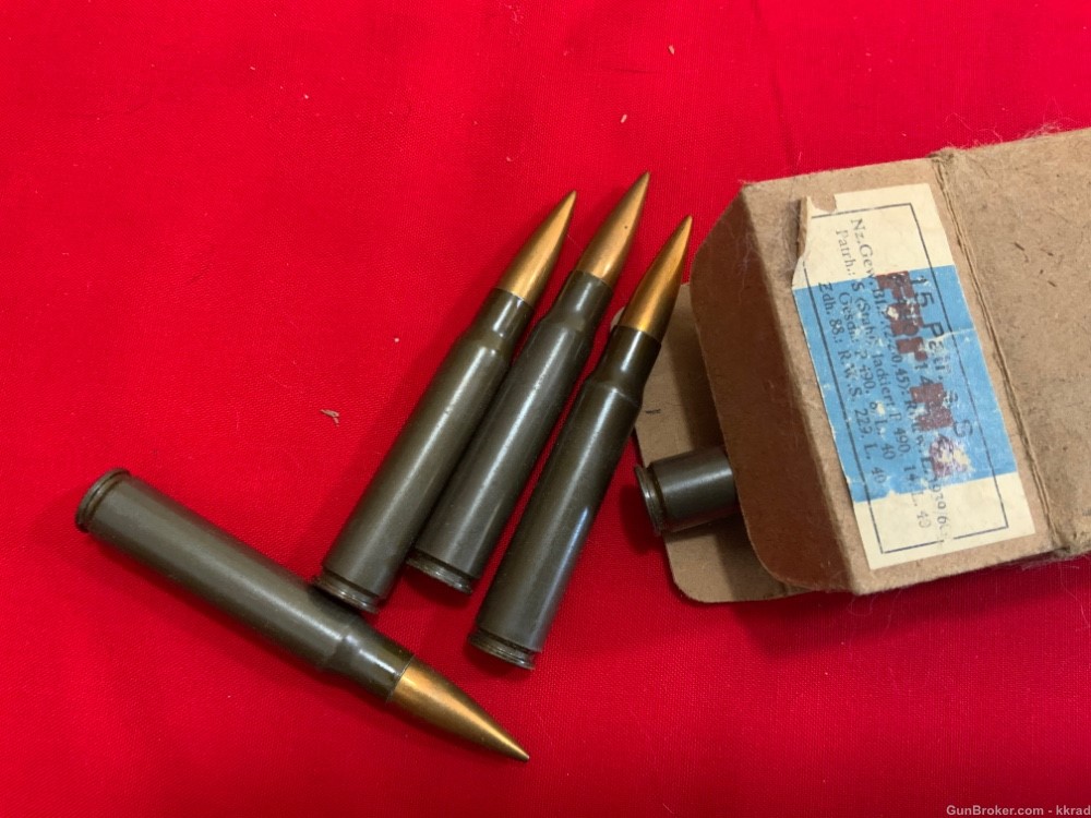 Mint, Original WWII German box of 8MM Machine Gun ammunition-img-1