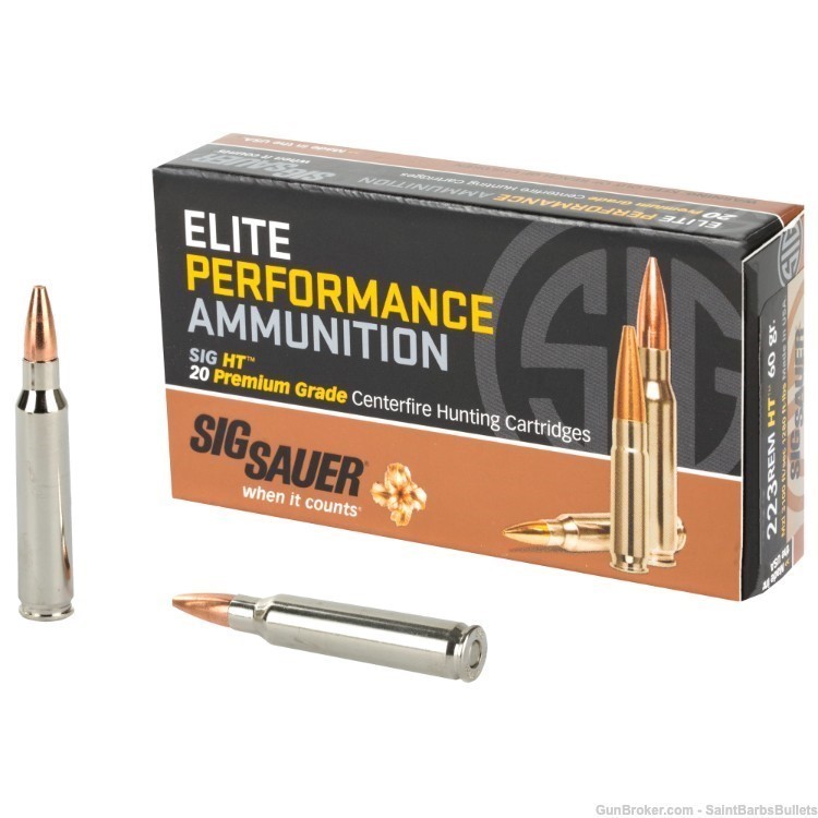 Sig Sauer .223 Remington 60 Grain Elite Copper Hunting - 20 Rounds-img-0