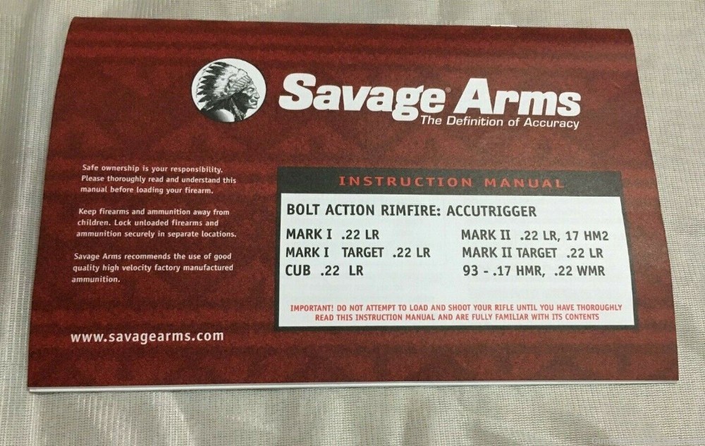  Savage Arms instruction manual for Mark I .22LR, target .22 LR, Cub .22 LR-img-0