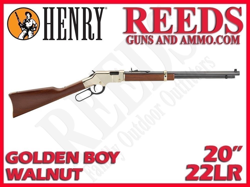 Henry Golden Boy Lever Walnut Brass 22 LR 20in H004-img-0