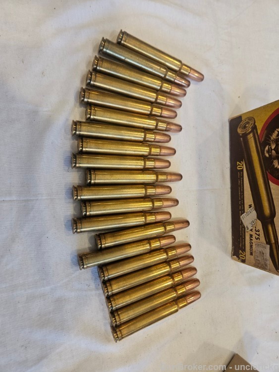 VTG Weatherby 375 Magnum 300 Grain Soft Point Factory Ammo NOS Scarce Rare-img-2