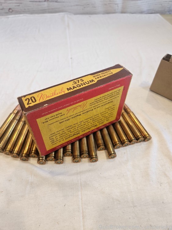 VTG Weatherby 375 Magnum 300 Grain Soft Point Factory Ammo NOS Scarce Rare-img-5