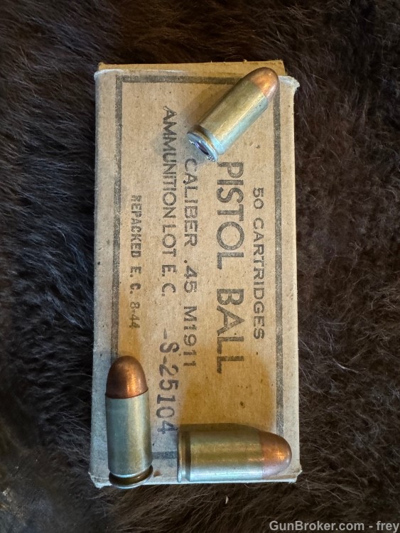 45 ACP (43) WW11 HS- E C 43 Original  Mil Spec box  Ammo 50 Ct, Exc. -img-0