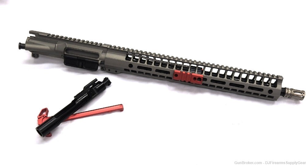 AR-15 16" 5.56 Complete Titanium Cerakote Upper Receiver w/ QD MLOK & RED-img-2