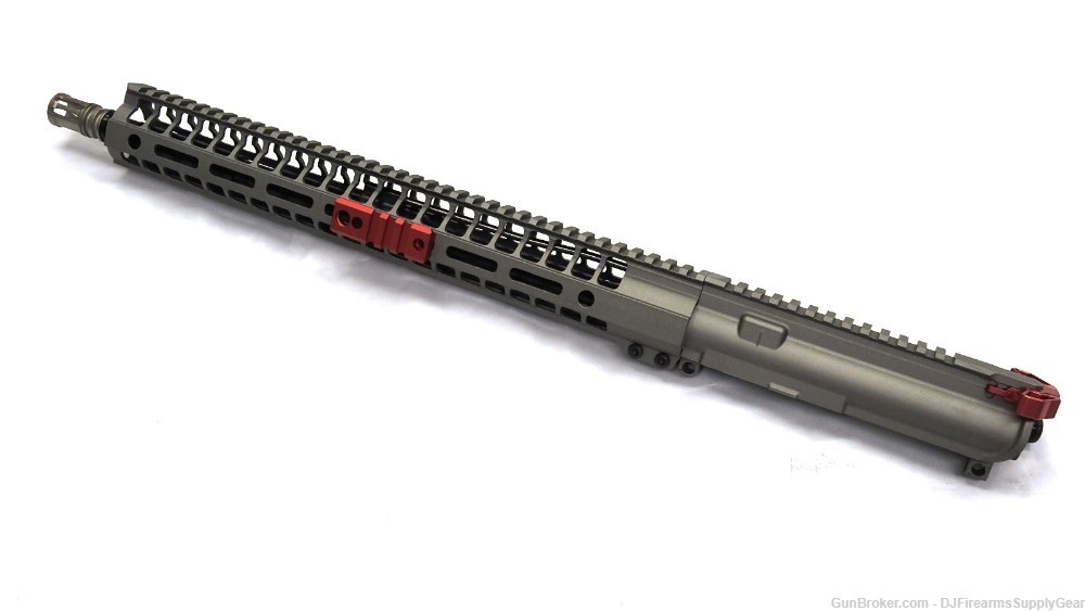 AR-15 16" 5.56 Complete Titanium Cerakote Upper Receiver w/ QD MLOK & RED-img-1
