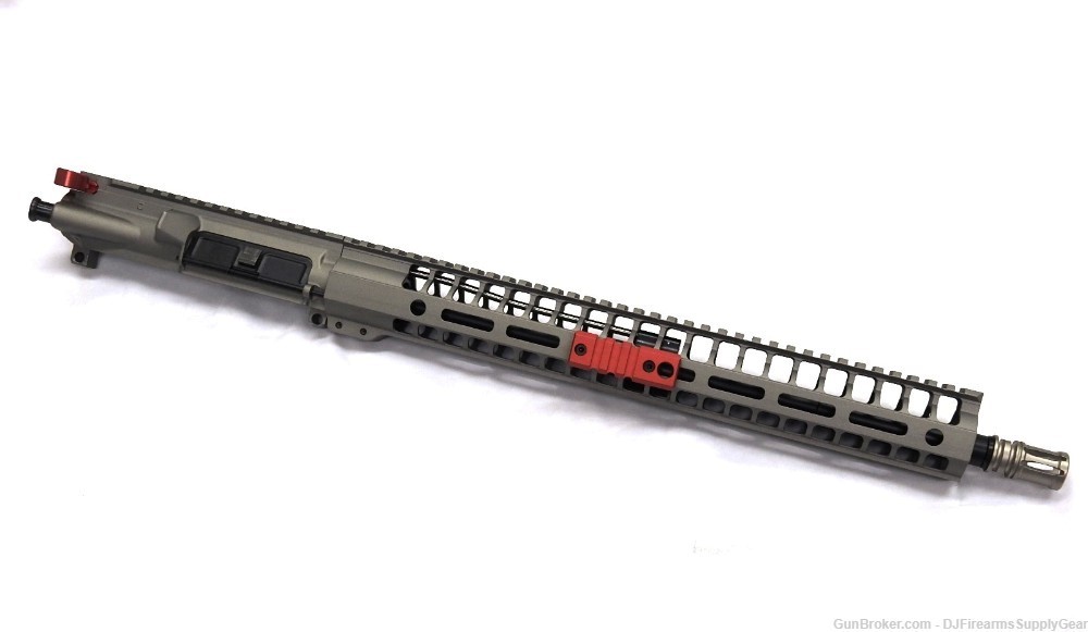 AR-15 16" 5.56 Complete Titanium Cerakote Upper Receiver w/ QD MLOK & RED-img-0