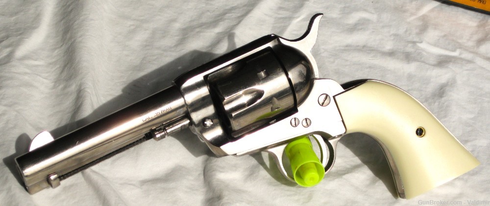 PIETTA "OLD WEST" SINGLE ACTION-BEAUTIFUL STAINLESS STEEL/FAUX IVORY GRIPS-img-2