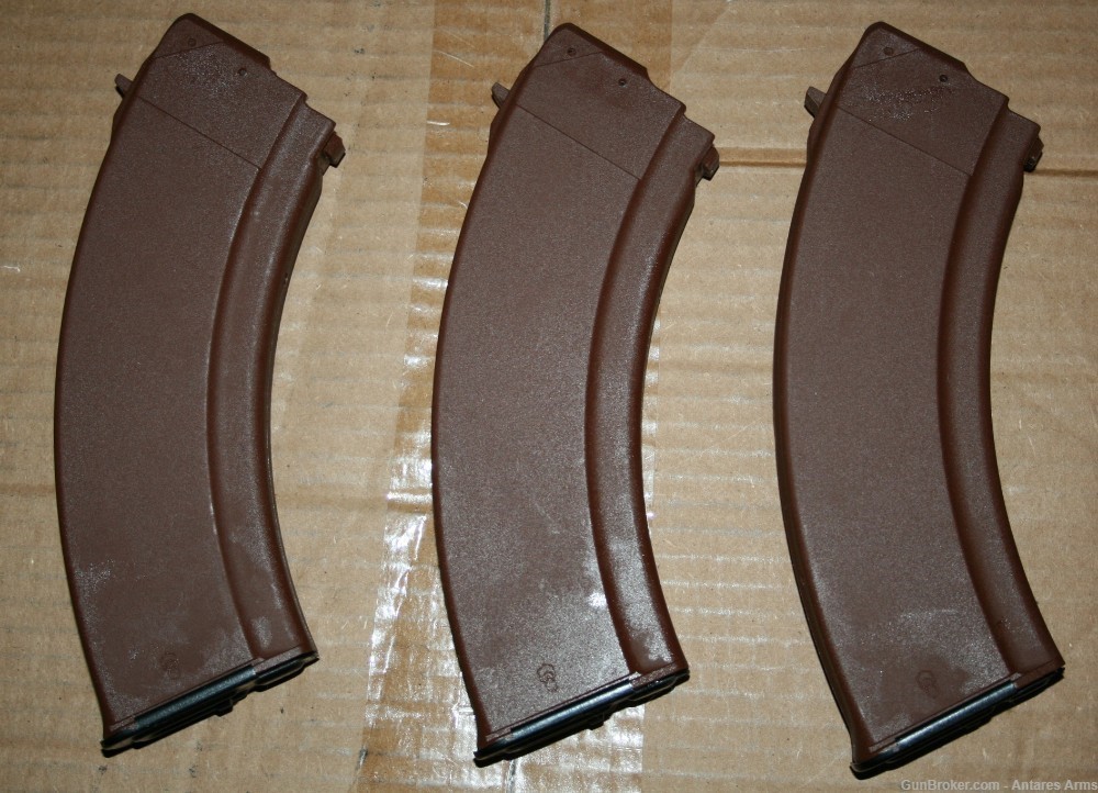 (3) Three Bulgarian Brown AKM AK-47 Mags 30rd 7.62x39 AK WASR Magazines-img-0