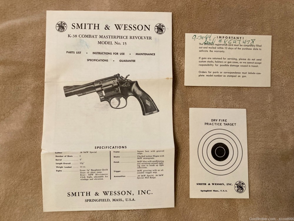 Smith & Wesson factory box and papers for Model 15 Combat Masterpiece-img-7
