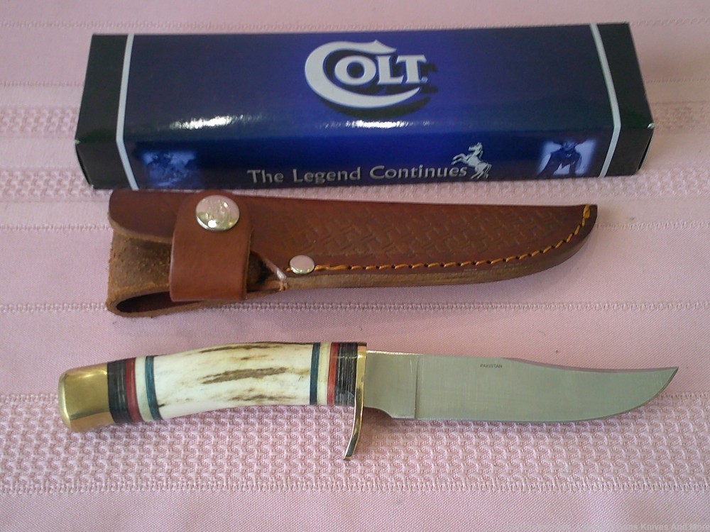 Rare & Elegant Fixed Blade Genuine Stag Handle Leather Sheath Skinner Knife-img-7