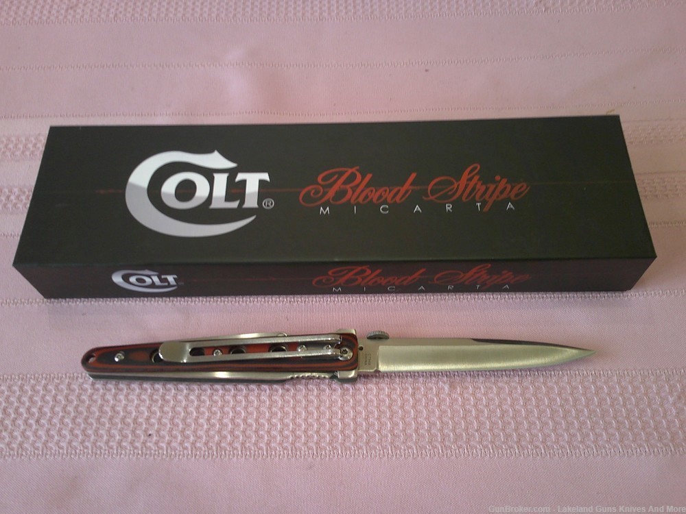 NIB Stunning Colt SWIFT KICK Linerlock Micarta Handle Blood Stripe Knife!-img-3