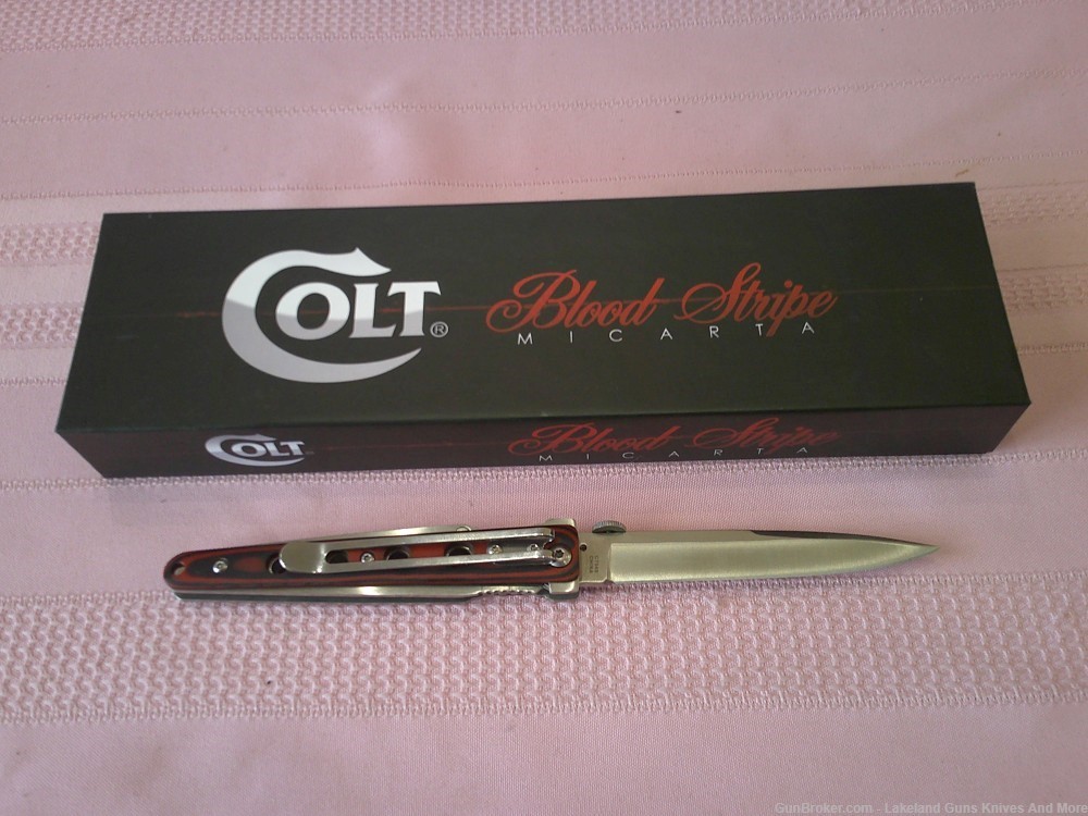 NIB Stunning Colt SWIFT KICK Linerlock Micarta Handle Blood Stripe Knife!-img-2