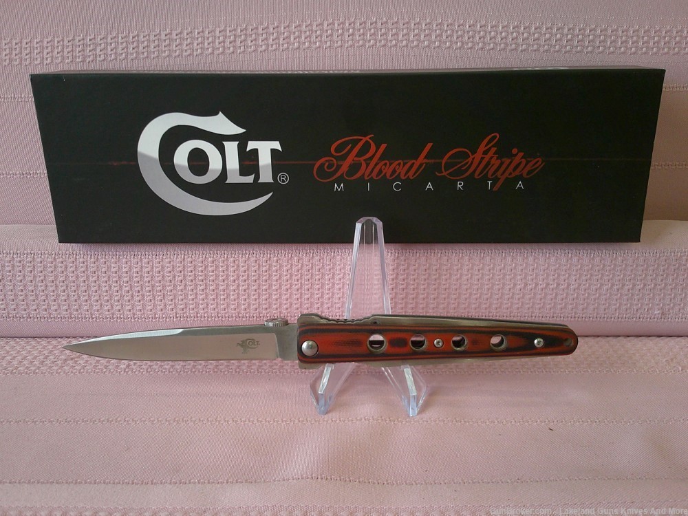 NIB Stunning Colt SWIFT KICK Linerlock Micarta Handle Blood Stripe Knife!-img-6