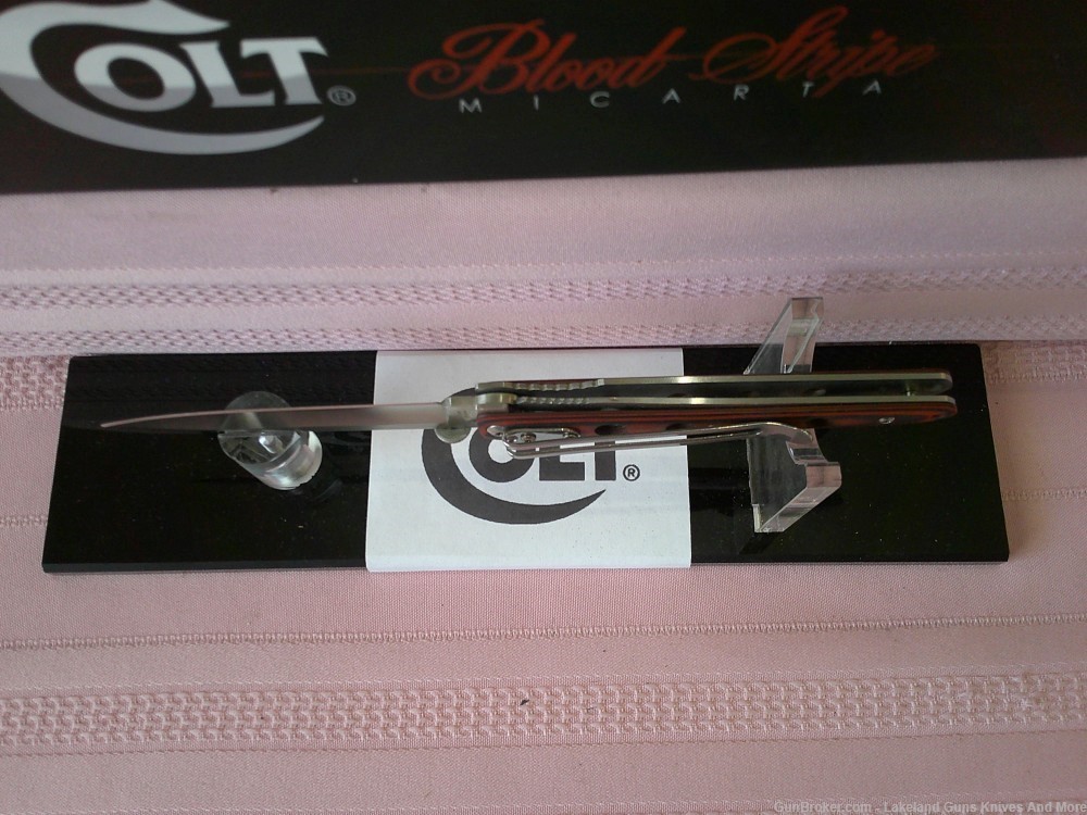 NIB Stunning Colt SWIFT KICK Linerlock Micarta Handle Blood Stripe Knife!-img-13