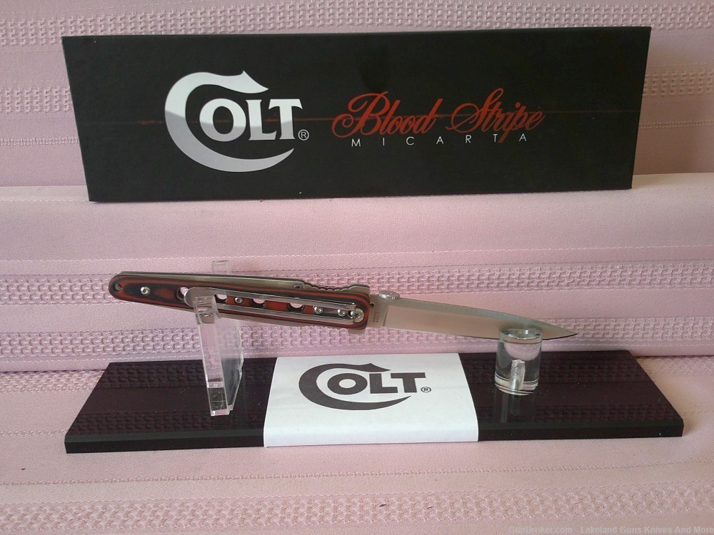 NIB Stunning Colt SWIFT KICK Linerlock Micarta Handle Blood Stripe Knife!-img-10