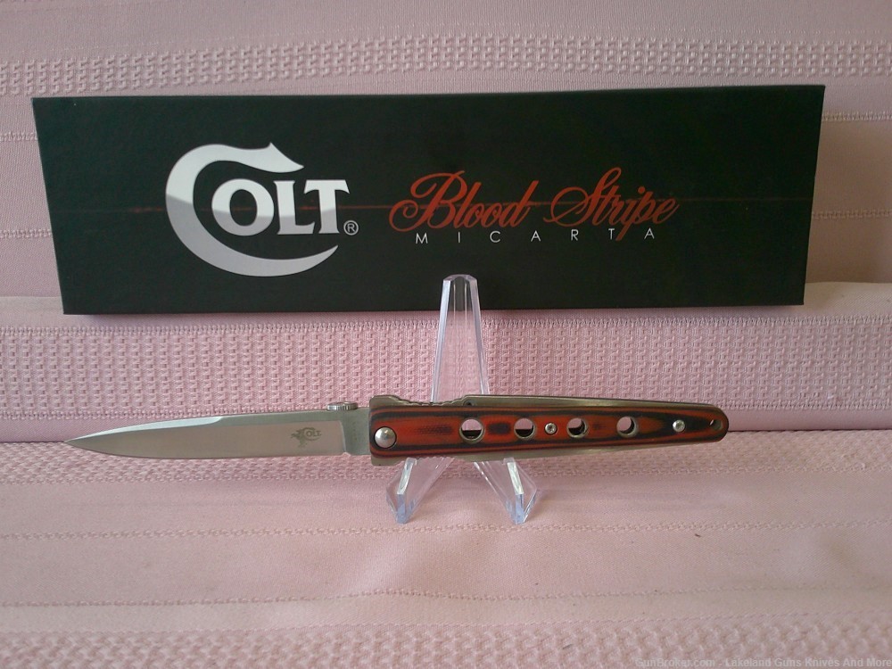 NIB Stunning Colt SWIFT KICK Linerlock Micarta Handle Blood Stripe Knife!-img-7