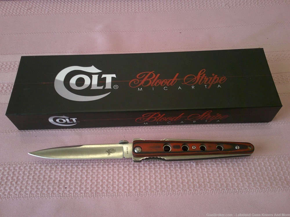 NIB Stunning Colt SWIFT KICK Linerlock Micarta Handle Blood Stripe Knife!-img-1