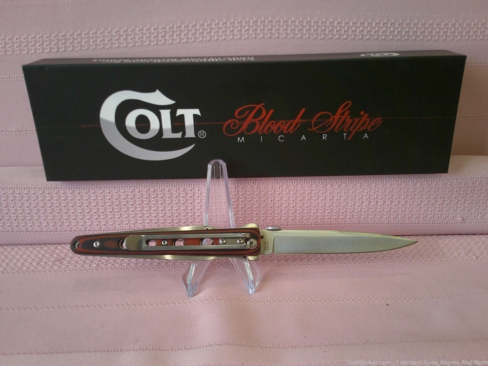 NIB Stunning Colt SWIFT KICK Linerlock Micarta Handle Blood Stripe Knife!-img-8
