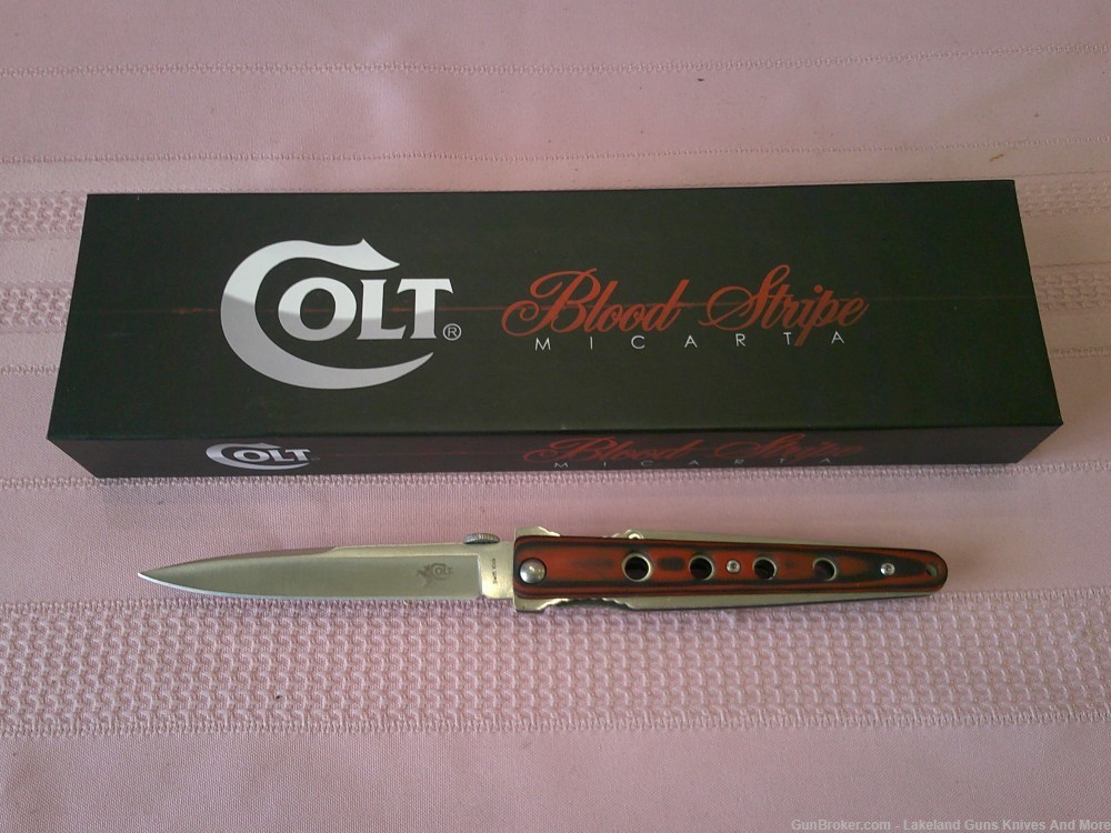 NIB Stunning Colt SWIFT KICK Linerlock Micarta Handle Blood Stripe Knife!-img-0