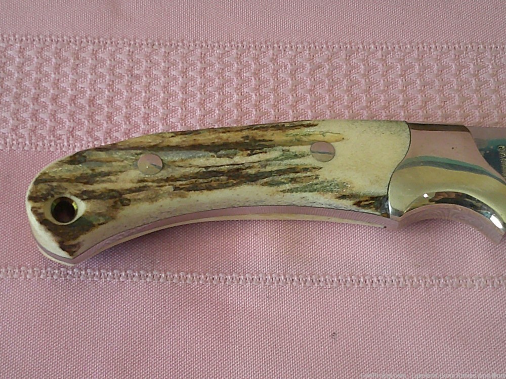 Rare "Real Cowboys Shoot Colt" Stag Handle Gold Etch Hunter Knife #490/1200-img-49