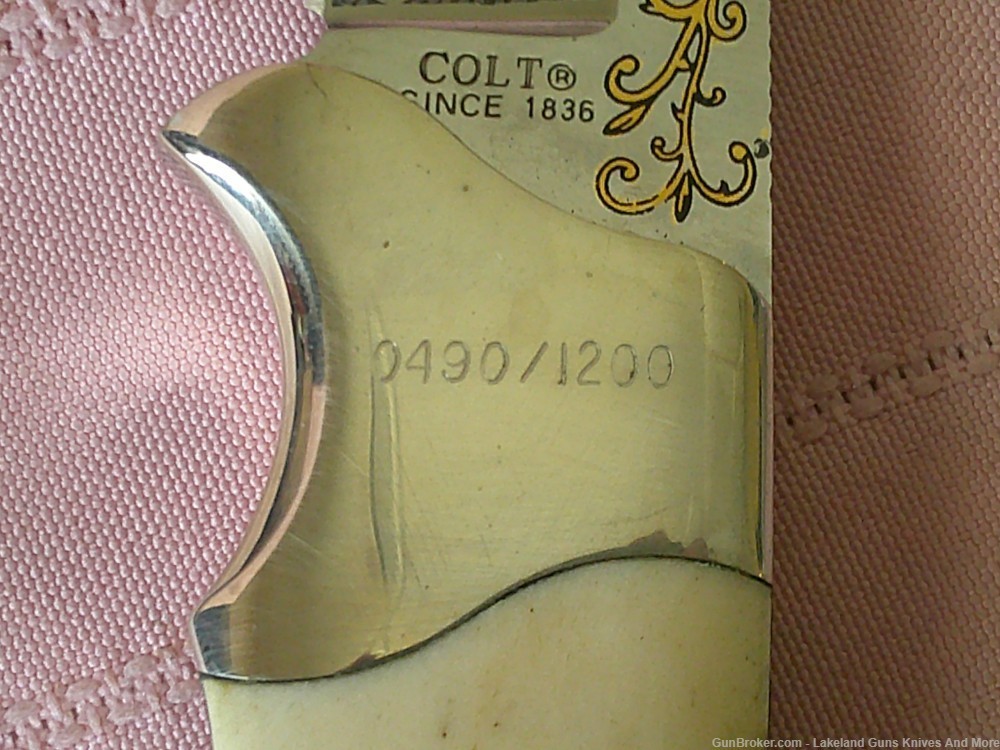 Rare "Real Cowboys Shoot Colt" Stag Handle Gold Etch Hunter Knife #490/1200-img-45