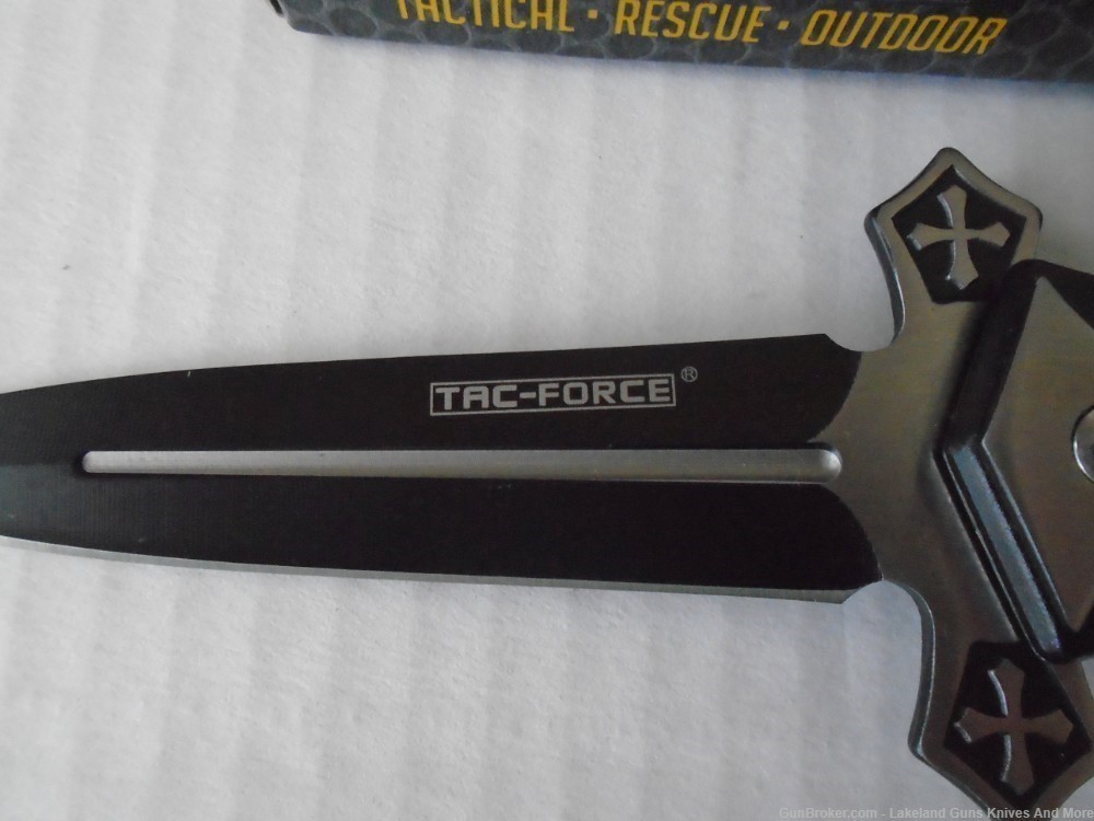 Tac-Force MEDIEVAL CRUSADER CROSS SPRING DAGGER STYLE FOLDING KNIFE!-img-12