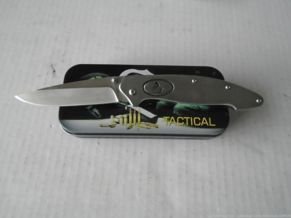 NIB COLT Push Button Solid Stainless Steel Framelock Knife!-img-4