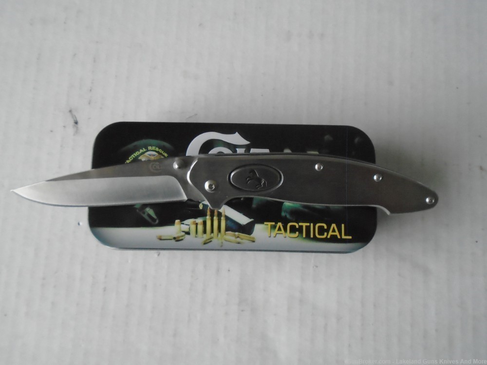 NIB COLT Push Button Solid Stainless Steel Framelock Knife!-img-5