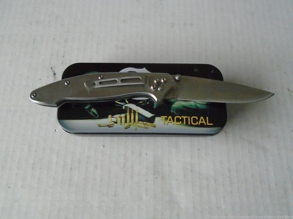 NIB COLT Push Button Solid Stainless Steel Framelock Knife!-img-6
