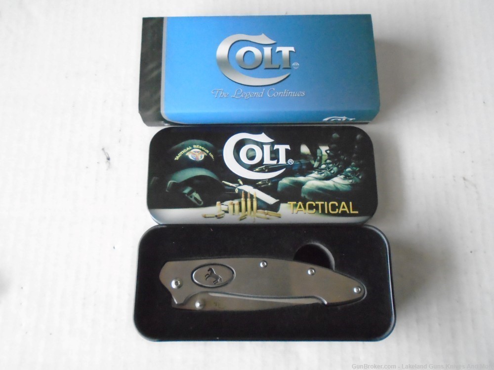 NIB COLT Push Button Solid Stainless Steel Framelock Knife!-img-12