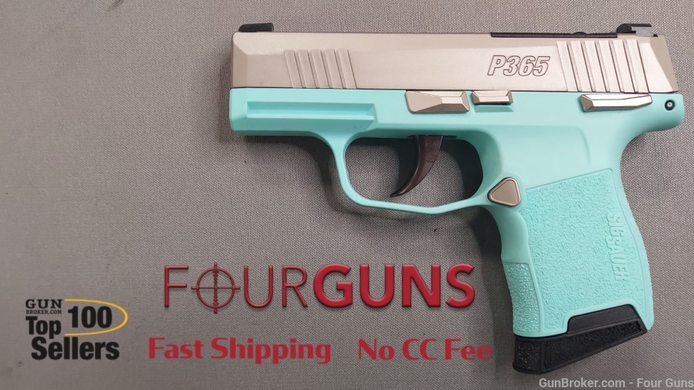 Sig Sauer P365 380ACP Pistol Nickel/Turquoise (2) 10rd Mags  365-380-REB-MS-img-0