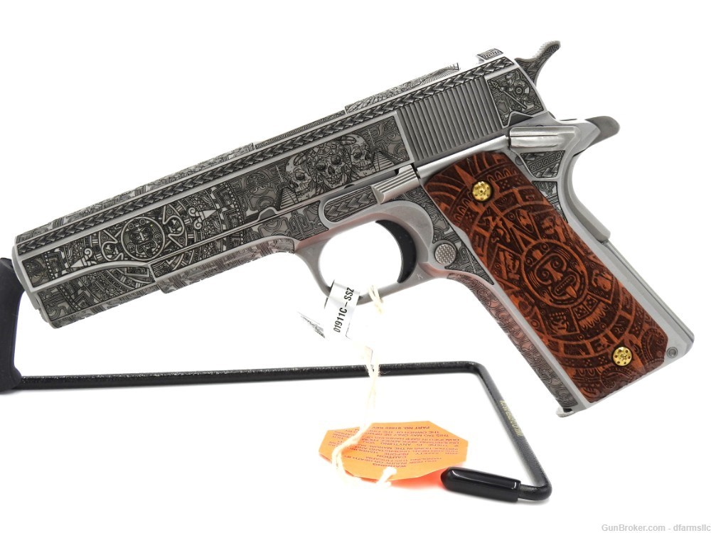 Custom Engraved Aztec Empire Colt MK IV Series 70 Gov't Model 1911 45 ACP-img-3
