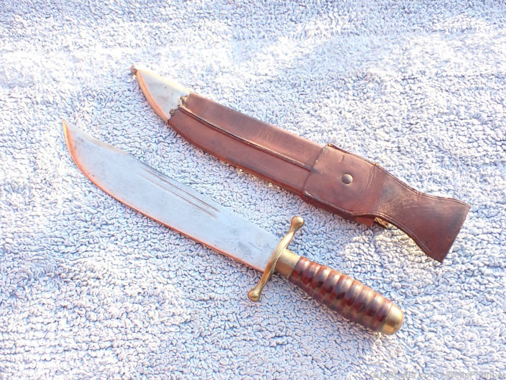 ABERCROMBIE & FITCH COLLINS 1880's NO. 17 BOWIE KNIFE w/ ORIGINAL SCABBARD-img-8