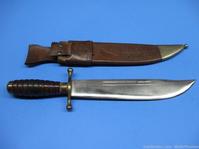 ABERCROMBIE & FITCH COLLINS 1880's NO. 17 BOWIE KNIFE w/ ORIGINAL SCABBARD-img-0
