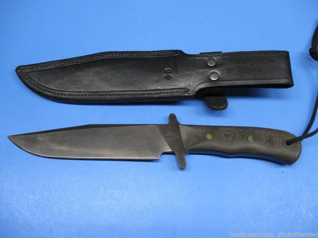 CHARLES OCHS LARGE TACTICAL BOWIE FIGHTING KNIFE WITH ORIGINAL SCABBARD -img-1