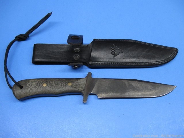CHARLES OCHS LARGE TACTICAL BOWIE FIGHTING KNIFE WITH ORIGINAL SCABBARD -img-0