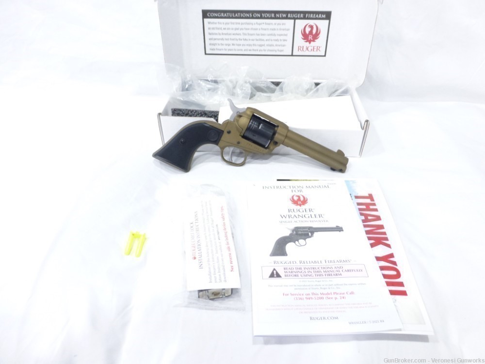 NIB Ruger Wrangler Single Action Revolver 22 LR 4" 6 rd Burnt Bronze 02004-img-0