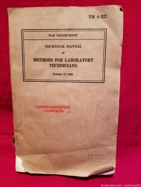 WW2 WWII US ARMY WAR DEPARTMENT TECHNICAL MANUAL FOR LABORATORY TECHNICIANS-img-0