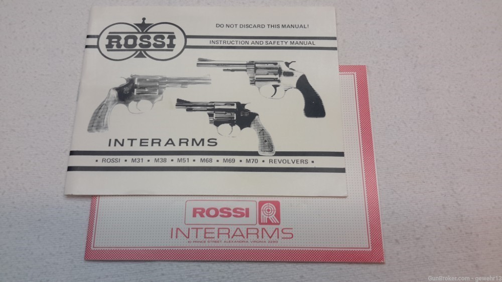 Vintage Rossi / Interarms Revolver Owner's Manual, M31, M38, M51, M68-70-img-0